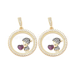 Brass Micro Pave Cubic Zirconia Pendants&nbsp;KK-H441-33G