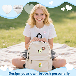 DIY Iron & Plastic Heart Badge Making Kits&nbsp;DIY-WH0816-141