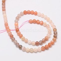 Round Natural Multi-Moonstone & Sunstone Beads Strands&nbsp;G-L425-26-6mm