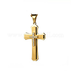 Religion 304 Stainless Steel Crystal Rhinestone Pendant Necklaces for Men&nbsp;WGAF67A-02