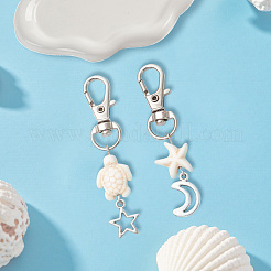 10 Bags 2 Colors Starfish Turtle Synthetic Turquoise Pendant Decorations&nbsp;HJEW-CP0001-25