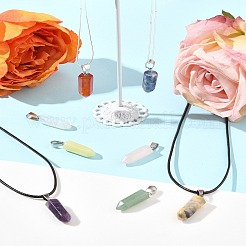 DIY Natural & Synthetic Gemstone Bullet Pendant & Waxed Cord Pendant Necklace Making Kit&nbsp;DIY-FS0008-45