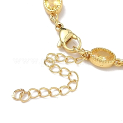 Oval Brass Pave Cubic Zirconia Link Chain Bracelets for Women&nbsp;BJEW-P385-02G-06