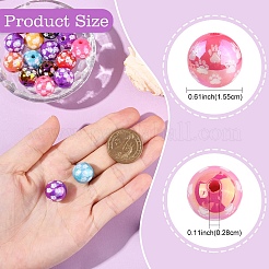 20Pcs UV Plating Acrylic Beads&nbsp;OACR-YW0003-24