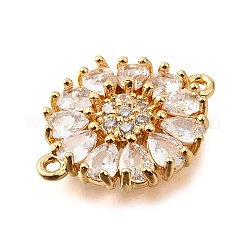 Brass Clear Cubic Zirconia Connector Charms&nbsp;KK-U065-06B-G