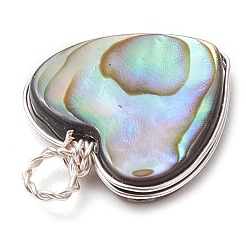 Natural Abalone Shell/Paua Shell Copper Wire Wrapped Pendants&nbsp;PALLOY-JF03007