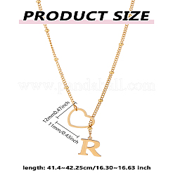1Pc Letter & Heart Stainless Steel Lariat Necklaces for Women&nbsp;NJEW-LP0002-87G-R