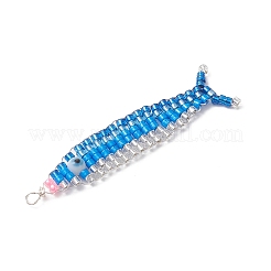 Copper Wired Glass Seed Beaded Pacific Saury Pendants&nbsp;PALLOY-MZ01105-01