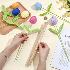 6Pcs 6 Colors Crochet Polyester Tulip Flower Ornaments&nbsp;DIY-FG0007-40