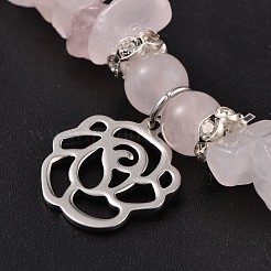 Natural Rose Quartz Beaded Stretch Bracelets&nbsp;BJEW-JB01996-01