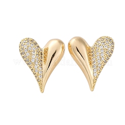 Brass Clear Cubic Zirconia Stud Earrings&nbsp;EJEW-Q014-37G
