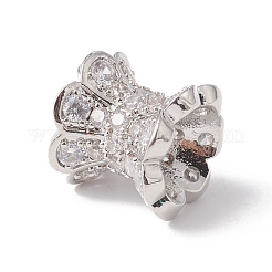 Eco-Friendly Rack Plating Brass Micro Pave Cubic Zirconia Double Sided Bead Caps&nbsp;KK-F835-25B-P