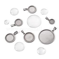 6Pcs 6 Styles 304 Stainless Steel Pendant Cabochon Settings&nbsp;STAS-TA0001-47B