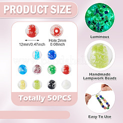 50Pcs Handmade Luminous Lampwork Beads&nbsp;LAMP-TA0002-13