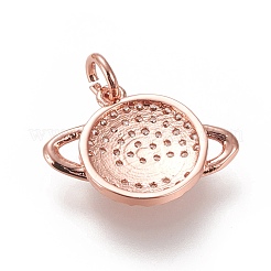 Brass Micro Pave Clear Cubic Zirconia Pendants&nbsp;ZIRC-L091-058RG