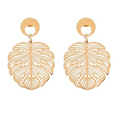 Leaf 304 Stainless Steel Dangle Stud Earrings&nbsp;EJEW-H175-04G