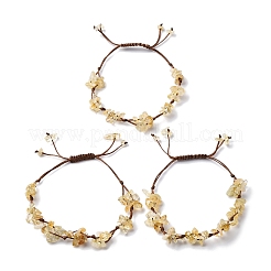 Adjustable Natural Yellow Quartz Braided Bead Bracelets for Women&nbsp;BJEW-U035-02J