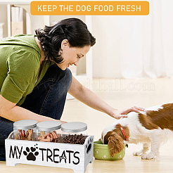 Rectangle Wood Pet Food Container Box&nbsp;CON-GW0001-01A