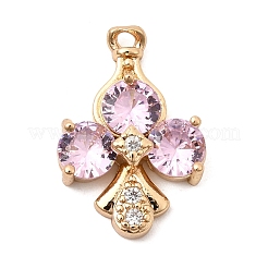 Brass Micro Pave Cubic Zirconia Pendants&nbsp;KK-K274-13G
