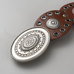 Vintage Alloy & PU Leather Oval Coin Waist Belts&nbsp;AJEW-WH20128-038B