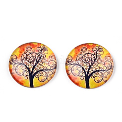 Half Round/Dome Tree Pattern Glass Flatback Cabochons for DIY Projects&nbsp;GGLA-Q037-25mm-M28-05