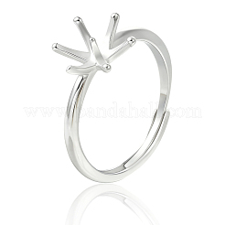 2Pcs Adjustable Rhodium Plated 925 Sterling Silver Finger Rings Components&nbsp;STER-BBC0008-60
