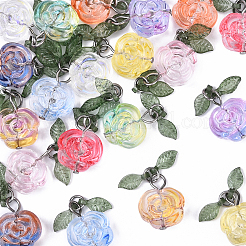 20Pcs 10 Colors Glass Pendants&nbsp;PALLOY-YW00082