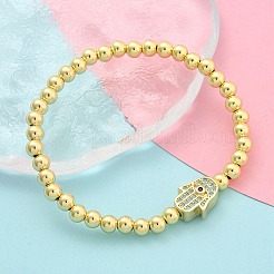 Brass Micro Pave Cubic Zirconia Beads Bracelets for Women&nbsp;BJEW-S158-09G