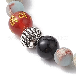 8mm Round Dyed Natural Agate and Synthetic Aqua Terra Jasper Beaded Stretch Bracelets&nbsp;BJEW-JB10598