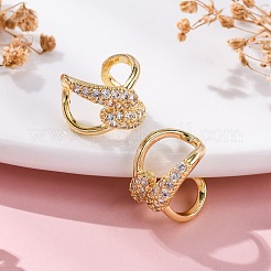 Rack Plating Brass Micro Pave Clear Cubic Zirconia Cuff Earrings&nbsp;EJEW-H147-13G