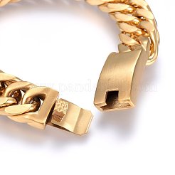 Ion Plating(IP) 304 Stainless Steel Curb Chains Bracelets&nbsp;BJEW-E346-10MG