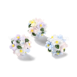 Luminous Polymer Clay Rhinestone Floral Ball Beads&nbsp;CLAY-U002-01G