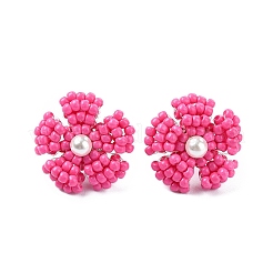 Daisy Glass Seed Beaded Stud Earrings&nbsp;EJEW-MZ00334-03