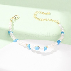 Synthetic Turquoise Chip and Rice Natural Pearl Beaded Bracelets&nbsp;GG-CBA3297-13G-E