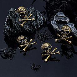 4Pcs Skull Zinc Alloy Brooches for Backpack Clothes&nbsp;JEWB-FH0002-04AG