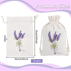 Lavender Printed Cotton Sachet Storage Drawstring Bags&nbsp;ABAG-WH0045-61C