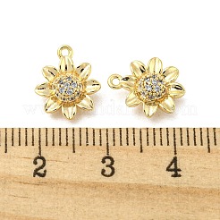 Brass Micro Pave Clear Cubic Zirconia Charms&nbsp;KK-H460-24G