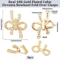 8Pcs Brass Micro Pave Clear Cubic Zirconia Fold Over Clasps&nbsp;KK-BBC0018-57