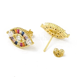 Colorful Cubic Zirconia Horse Eye Stud Earrings&nbsp;EJEW-H092-06G