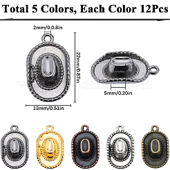 60Pcs 5 Colors Tibetan Style Alloy Hat Pendants&nbsp;FIND-SC0010-86