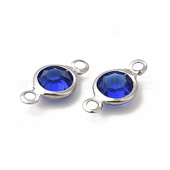 304 Stainless Steel with Glass Connector Charms&nbsp;STAS-G305-08P-04