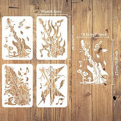 4Pcs 4 Styles PET Hollow Out Drawing Painting Stencils&nbsp;DIY-WH0394-0078