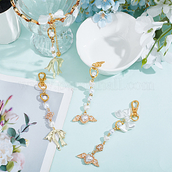 4Pcs Acrylic & ABS Plastic Imitation Pearl & Alloy Enamel & Brass Pendant Decorations&nbsp;HJEW-DR00235