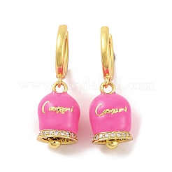 Bell Brass & Enamel Hoop Earrings for Women&nbsp;EJEW-U015-25G