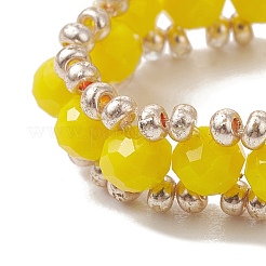 Faceted Rondelle Glass Beaded Stretch Rings for Women&nbsp;RJEW-JR00824