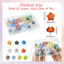 40Pcs 10 Colors Handmade Lampwork Beads&nbsp;LAMP-PA0001-10