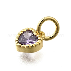 Brass Micro Pave Cubic Zirconia Charms&nbsp;KK-P295-14G-03