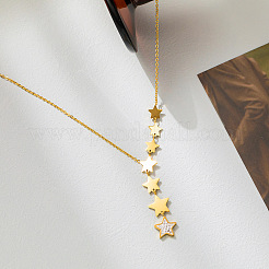 304 Stainless Steel crystal Rhinestone Star Pendant Cable Chain Necklaces for Women&nbsp;WG270D7-01