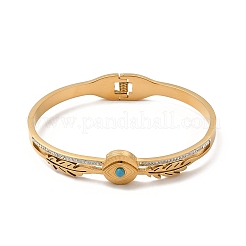 Resin Eye Hinged Bangle with Rhinestone&nbsp;BJEW-A135-01G