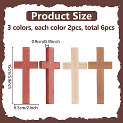 6Pcs 3 Colors Wood Cabochons&nbsp;WOOD-WR0001-10